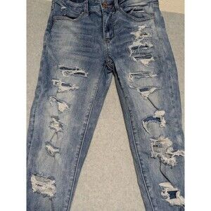 American Eagle Mid-Rise Jegging Jeans Size 2 Light Wash Distressed 90s Y2K